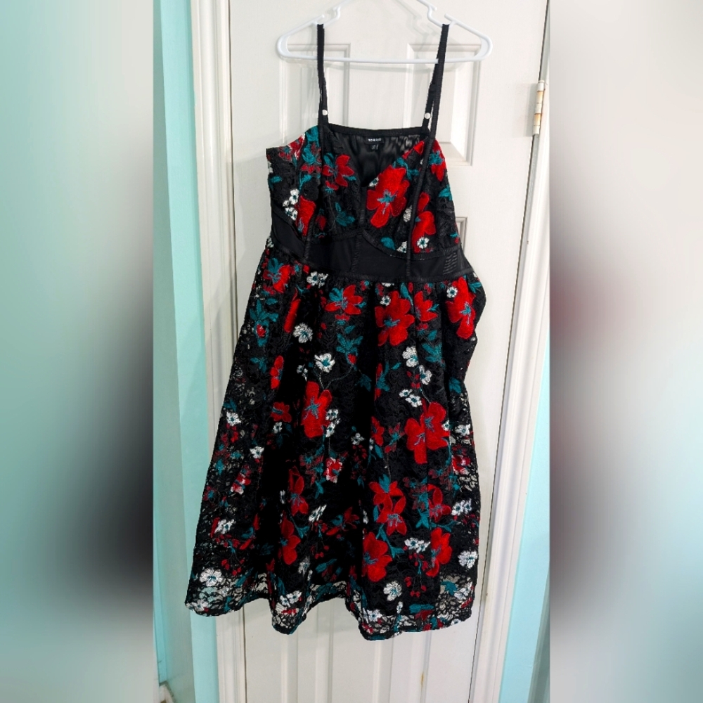Floral  Dress by Torrid - Black and Red